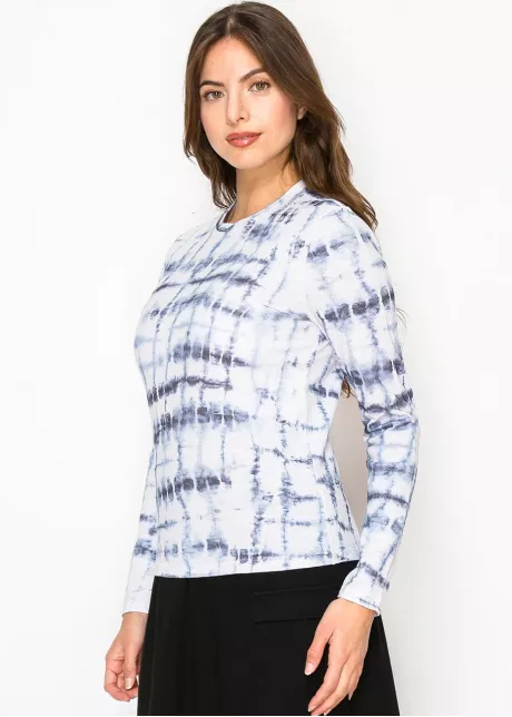 Navy & White Tie-Dye Long Sleeve Tee