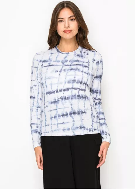 Navy & White Tie-Dye Long Sleeve Tee