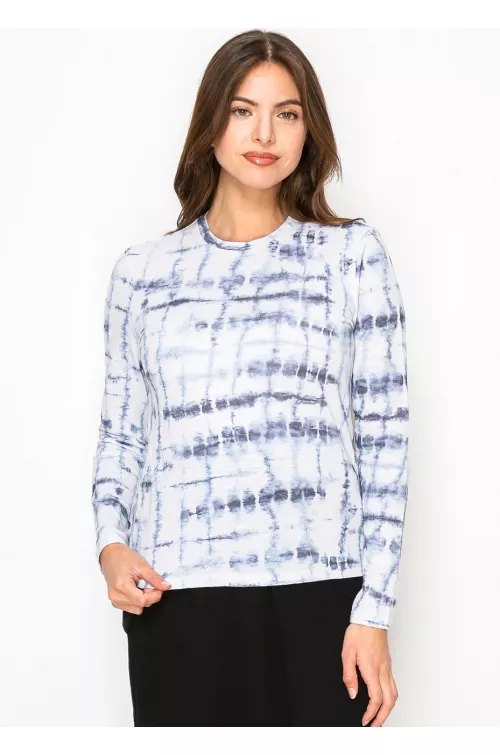 Navy & White Tie-Dye Long Sleeve Tee