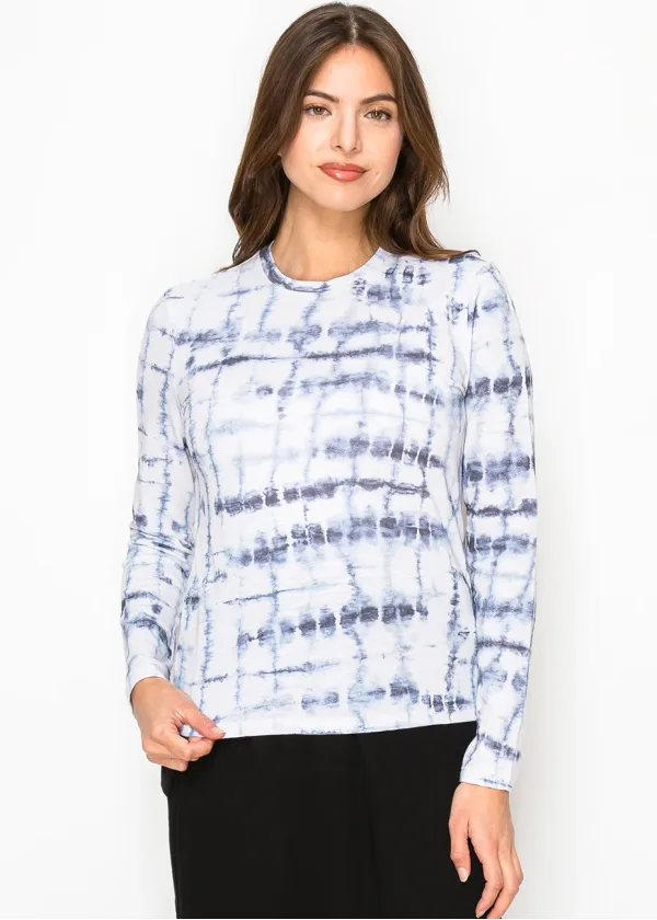 Navy & White Tie-Dye Long Sleeve Tee