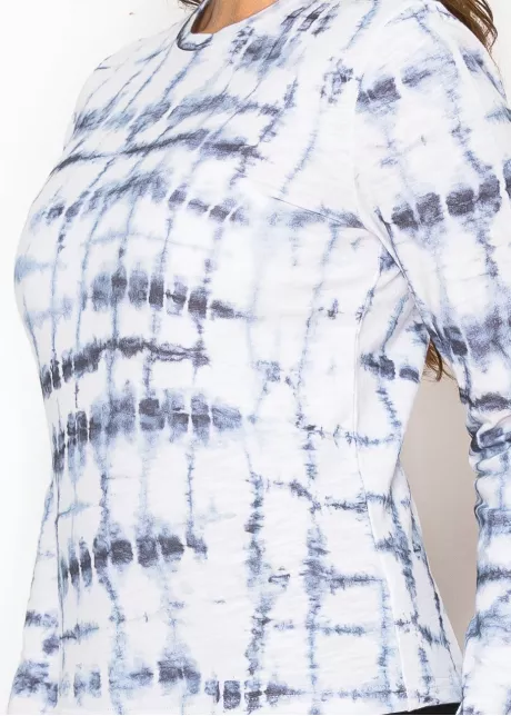 Navy & White Tie-Dye Long Sleeve Tee