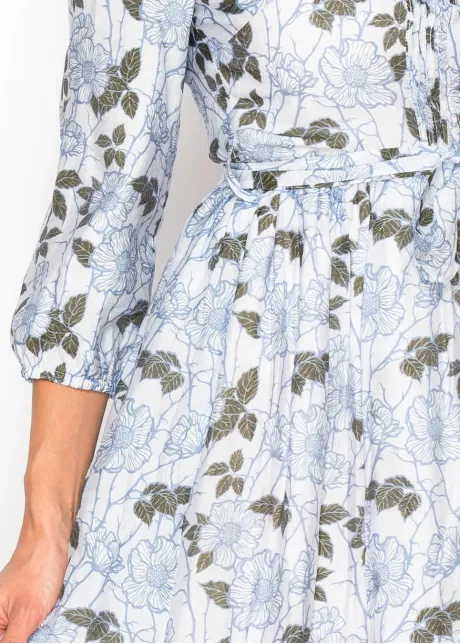 Blue Floral Tiered Maxi Dress with Tie Waist