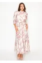 White & Pink Floral Tencel Maxi Dress