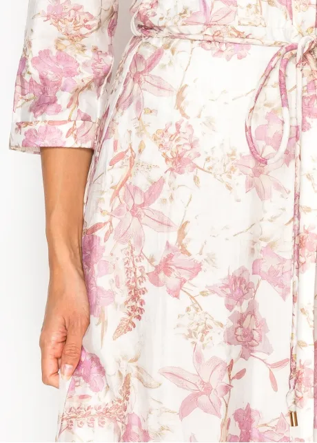 White & Pink Floral Tencel Maxi Dress
