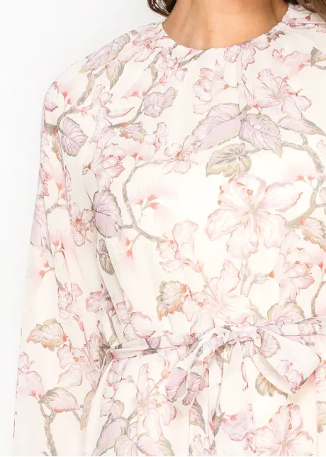 Blush Floral Maxi Dress with Tie Waist