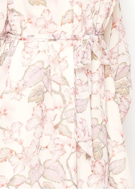 Blush Floral Maxi Dress with Tie Waist