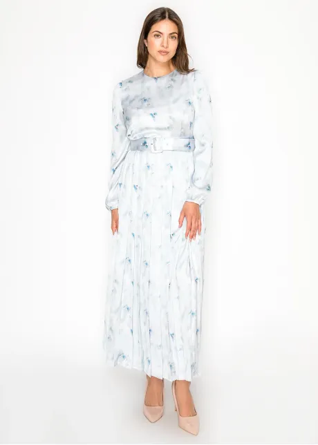 Watercolor Floral Dress — Ice Blue