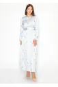 Watercolor Floral Dress — Ice Blue