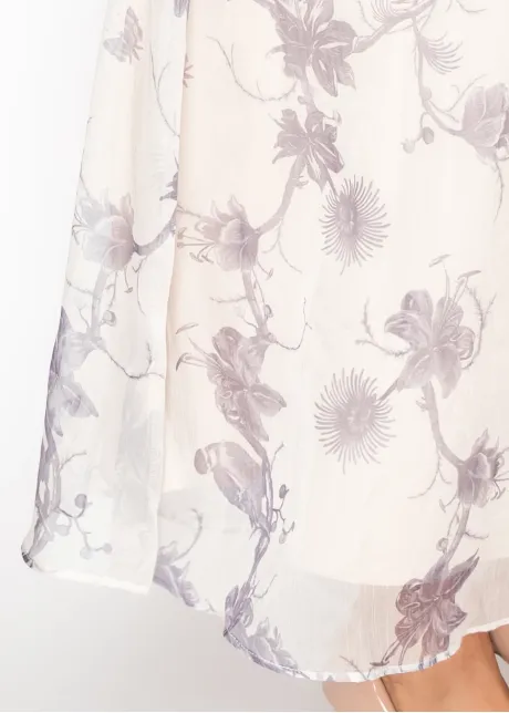 Botanical Print Maxi Dress in Soft Grey