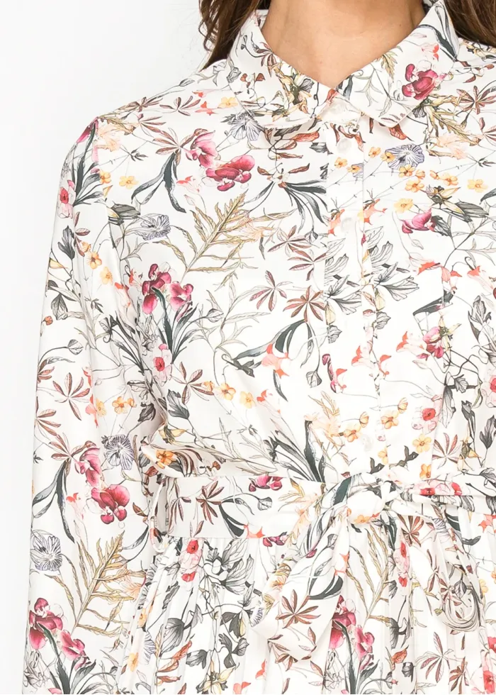Long Sleeve Floral Collared Dress
