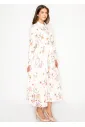 Ivory Long Sleeve Floral Shirt Dress