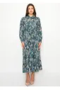 Teal Paisley Print Belted Shirt Dress
