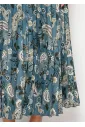 Teal Paisley Print Belted Shirt Dress