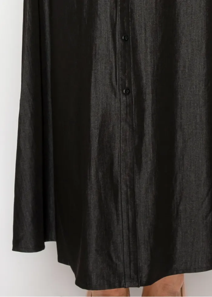 Black Denim Dress, Full Button Front & Belt