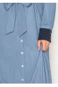 Soft Denim Midi Dress with Contrast Cuffs