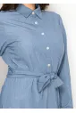 Soft Denim Midi Dress with Contrast Cuffs