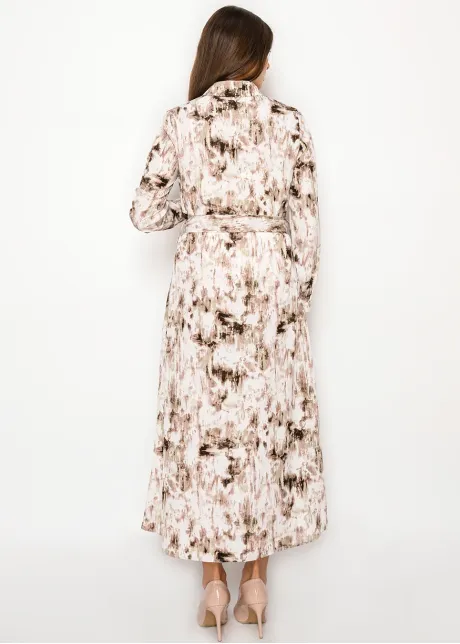 Blush Abstract Print Belted Shirt Dress