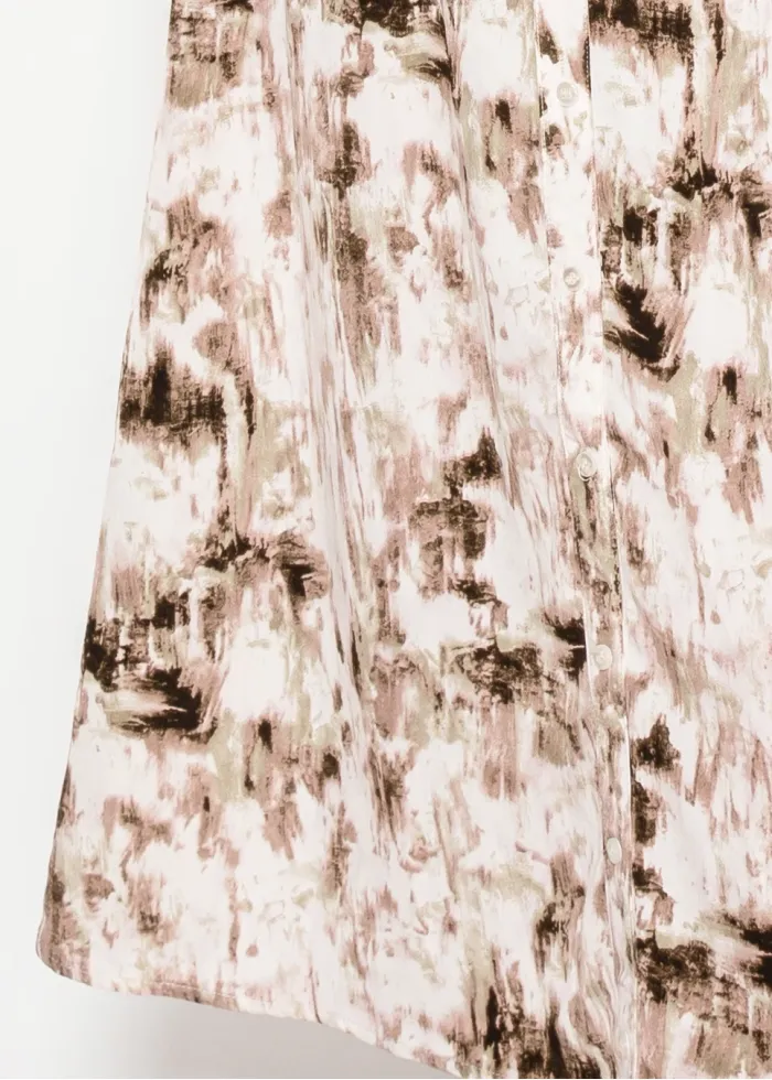 Blush Abstract Print Belted Shirt Dress