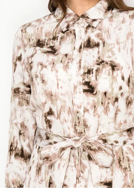 Blush Abstract Print Belted Shirt Dress