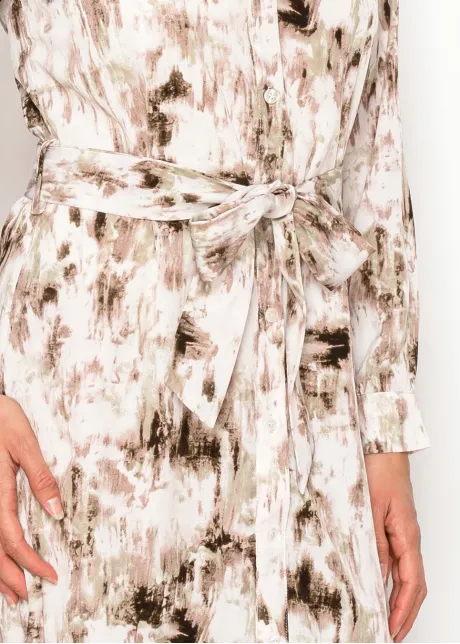 Blush Abstract Print Belted Shirt Dress