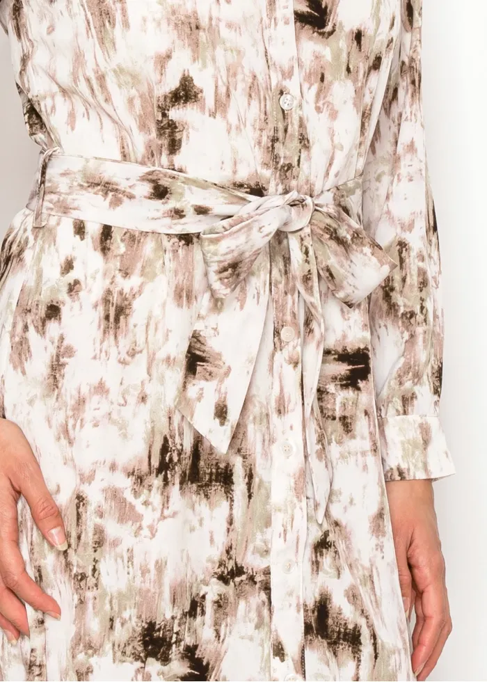 Blush Abstract Print Belted Shirt Dress