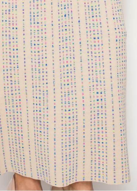 Beige knit dress with matching cardigan