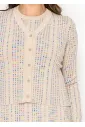 Beige knit dress with matching cardigan