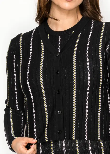 Black Stripe Dress with Matching Cardigan
