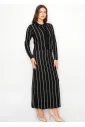 Black Stripe Dress with Matching Cardigan