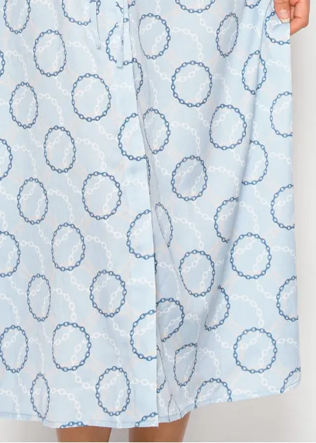 Light Blue Collared Dress with Chain Print