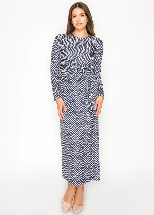 Midnight Lines Navy Flow Dress