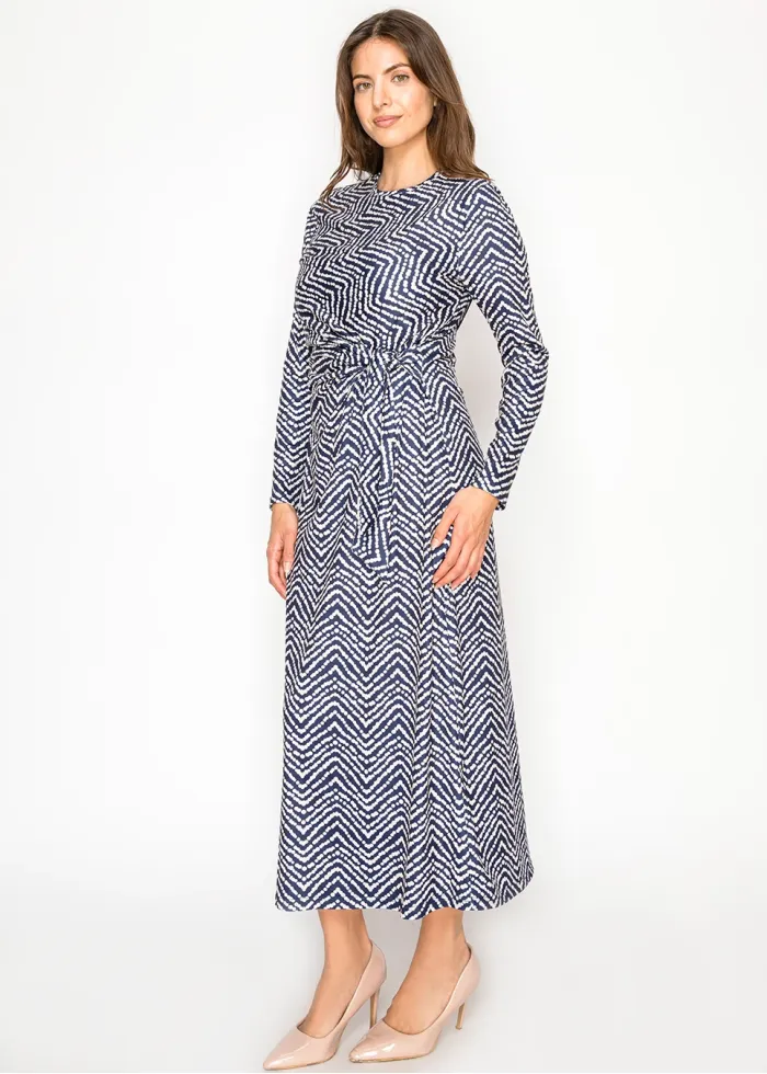 Midnight Lines Navy Flow Dress