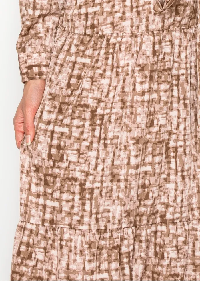 Printed Tiered Maxi Dress — Mocha & Blush