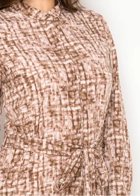 Printed Tiered Maxi Dress — Mocha & Blush