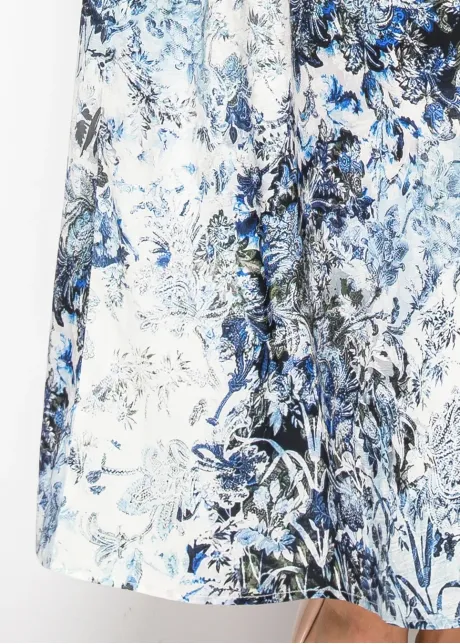 Navy & Ivory Floral Belted Shirt Dress