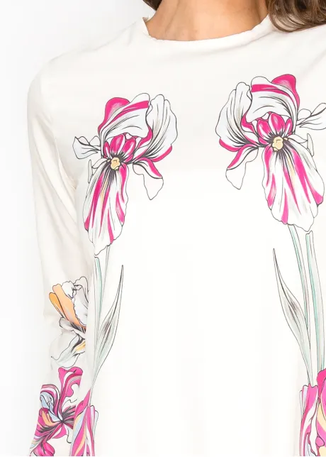 White Floral Maxi Dress, Placed Iris Print