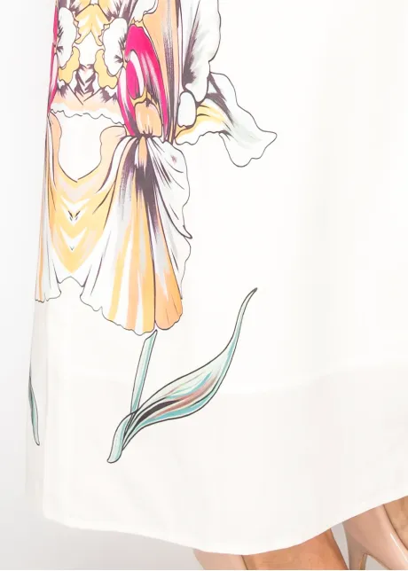 White Floral Maxi Dress, Placed Iris Print