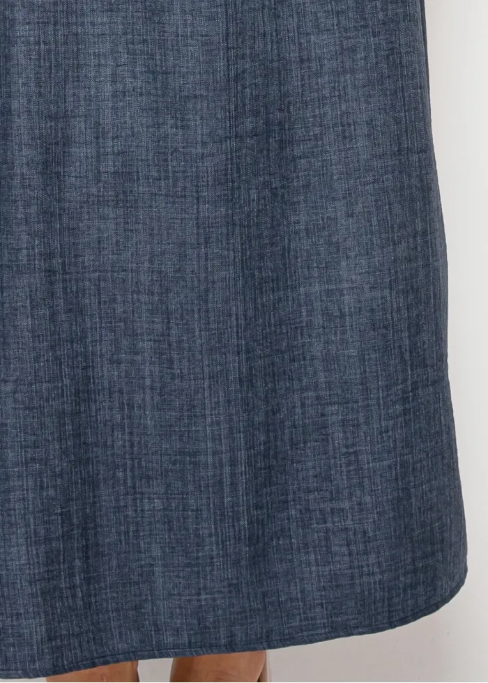 Round Neck Long Sleeve Navy Dress