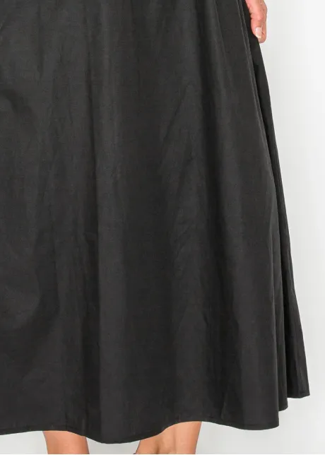 Black Cotton Blend Henley Dress