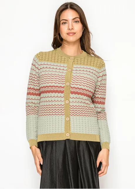 Sage Green Chevron Cardigan