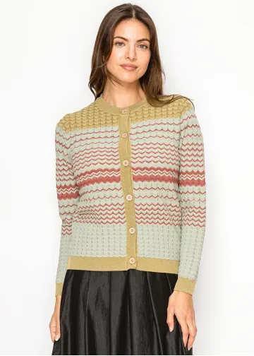 Sage Green Chevron Cardigan