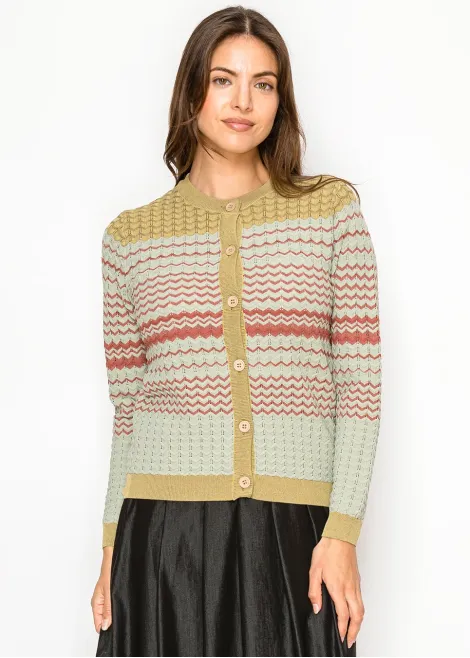 Sage Green Chevron Cardigan