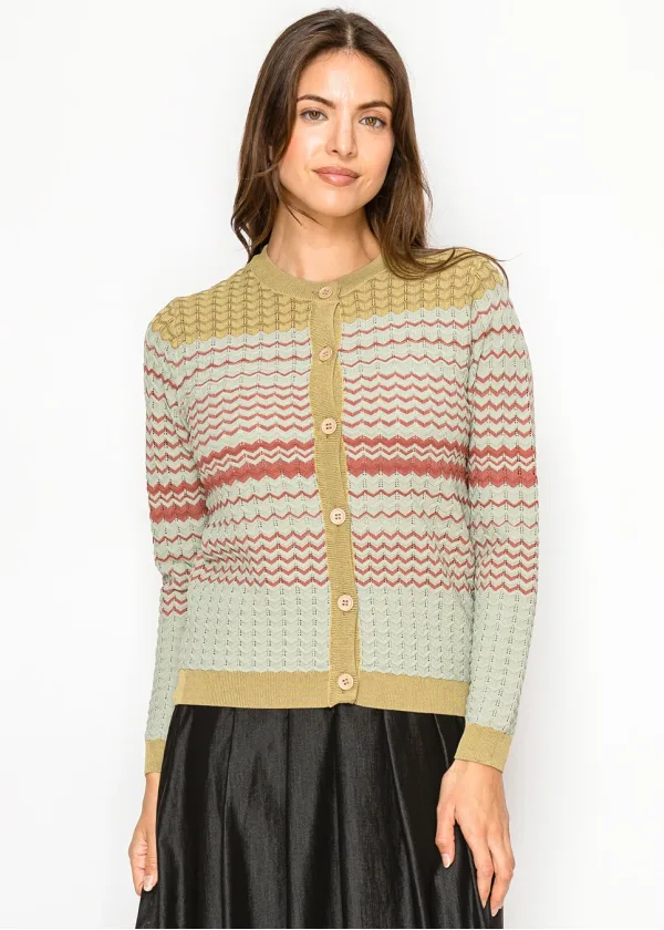 Sage Green Chevron Cardigan