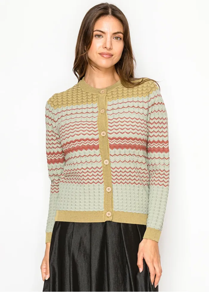 Sage Green Chevron Cardigan