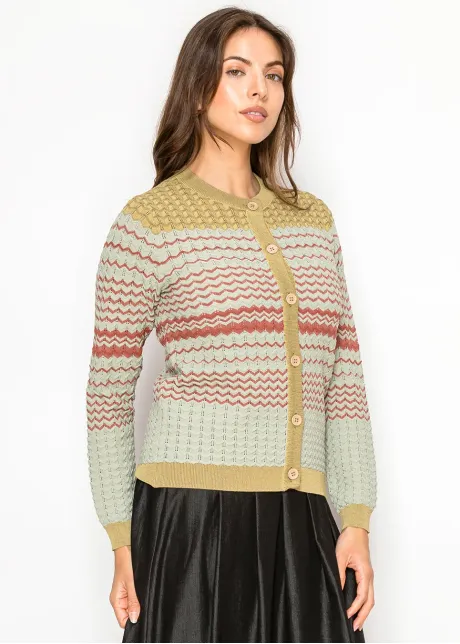 Sage Green Chevron Cardigan