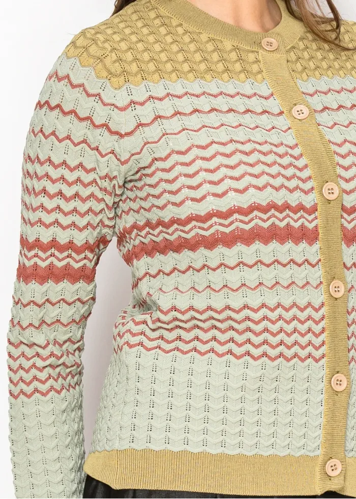 Sage Green Chevron Cardigan