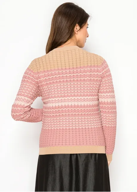 Blush Chevron Knit Button Cardigan