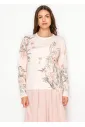 Blush Pullover with Painterly Floral Print