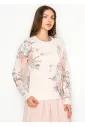 Blush Pullover with Painterly Floral Print