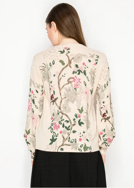 Soft Garden Vine Print Pullover
